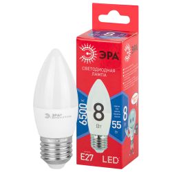 Лампа светодиодная ЭРА RED LINE LED B35-8W-865-E27 R 8Вт свеча холодный дневной свет Е27 | Лампы cветодиодные Свеча (B/C)