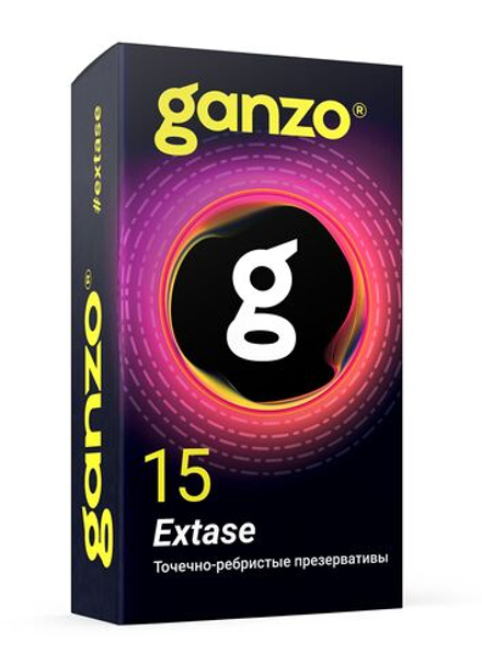 Презервативы анатомической формы с точечной и ребристой структурой Ganzo Extase - 15 шт.