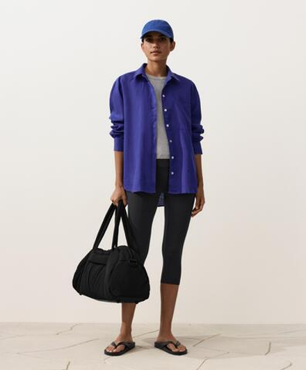 Oysho Рубашка свободного кроя из 100%-го льна, кобальтовый