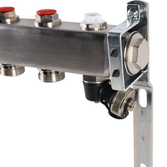 Коллектор Rommer 1"x3/4" на 8 контуров с запорными клапанами (нерж. сталь) RMS-3201-000008