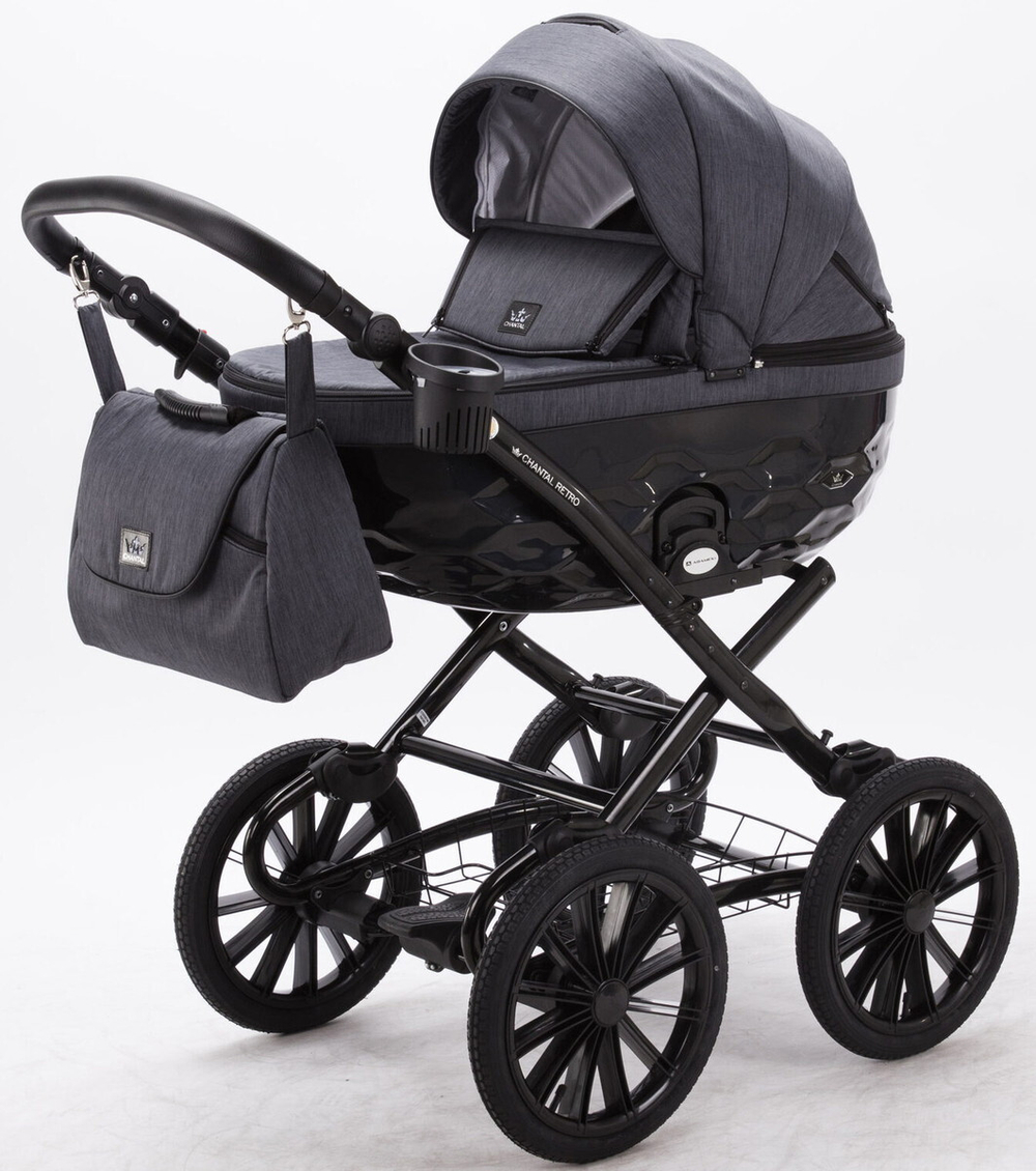 Детская коляска Adamex Chantal Retro 2 в 1 C201 (графит)