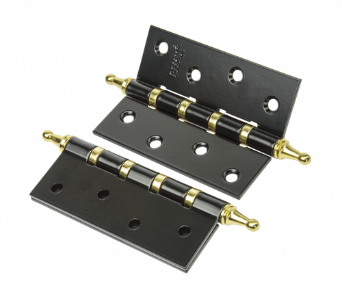 [ТОВАРА НЕТ В НАЛИЧИИ] Петля врезная с колпачком Ренц RENZ 100- 4BB CH B/PB, цвет черный/латунь блестящая (гарантия - 12 месяцев)