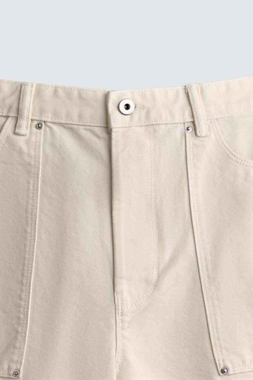 ZARA ШОРТЫ STRAIGHT FIT С КАРМАНАМИ, БЕЛЫЙ