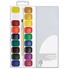 Краски акварельные Классика, 18 цветов, с кисточкой