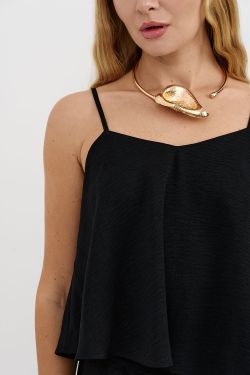 Асимметричный топ из шифона черного цвета