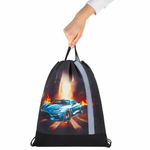 Мешок для обуви ЮНЛАНДИЯ, плотный, светоотражающая полоса, 46х36 см, "Fire car", 272411