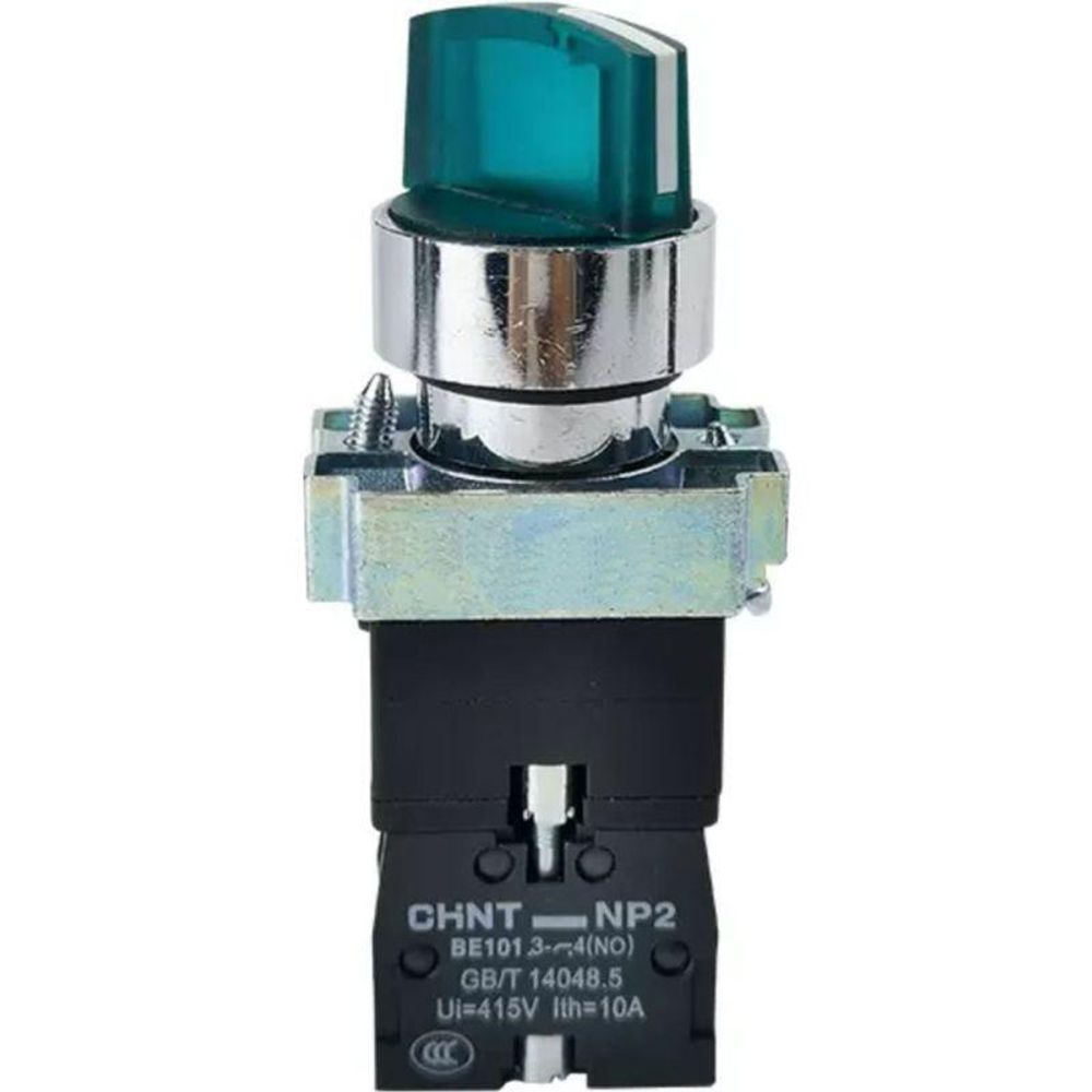 Переключатель NP2-BK12365 2 положения фиксацией 1НО+1НЗ AC230В (LED) IP40 (R) зел. CHINT 265954