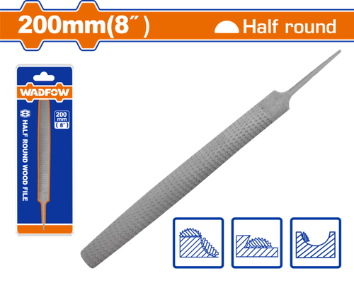 Рашпиль полукруглый по дереву 200 мм (12/120) WADFOW WFE2628