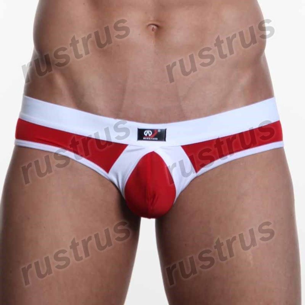 Мужские трусы брифы красные с белой резинкой WANGJIANG WG00033