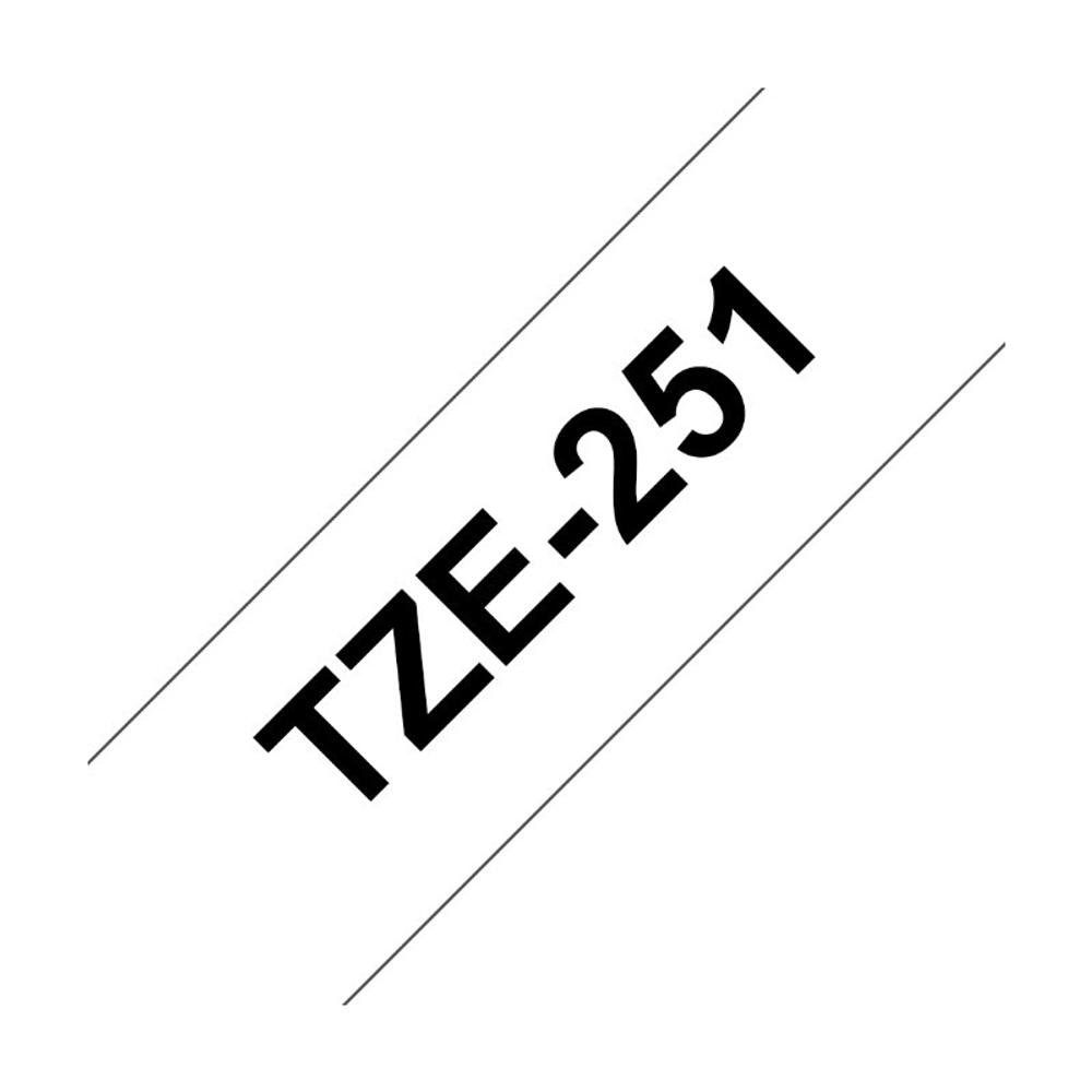 Brother TZE-251 кассета с лентой для печати наклеек, чёрный шрифт на белой основе, 24мм*8м
