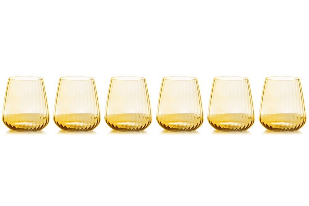 Набор из 6-ти хрустальных стаканов для виски LR-013, 450 мл, янтарный