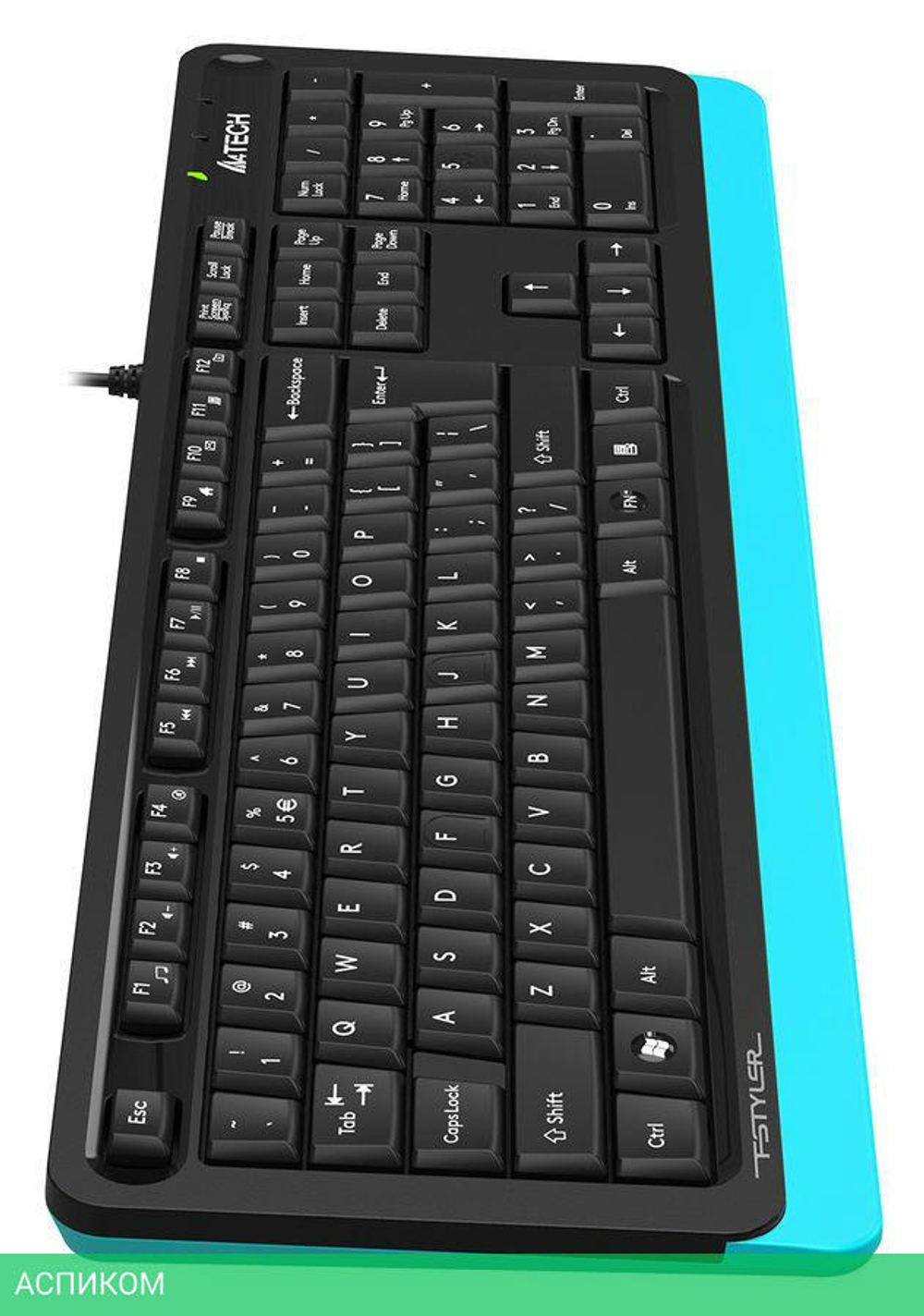 Клавиатура A4Tech Fstyler черный/синий (FKS10)