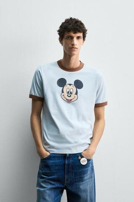 ZARA HARRY LAMBERT X DISNEY ФУТБОЛКА MICKEY MOUSE, НЕБЕСНО-ГОЛУБОЙ