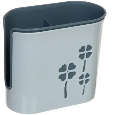 Подставка для столовых приборов «Классика» цветы 16*14,5см пластиковая, 2 секции