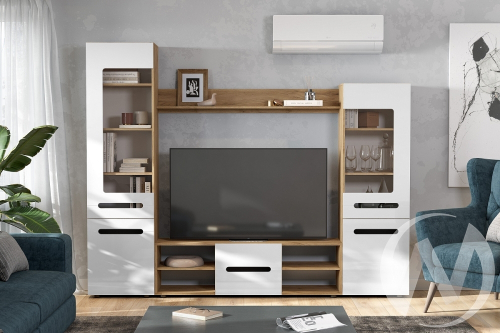 Гостиная МГС 6 исполнение 1 (дуб золотой/белый глянец)