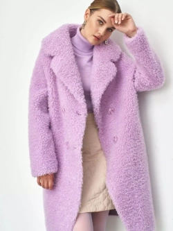 Шуба из овечьей шерсти, розовая, SilverFox