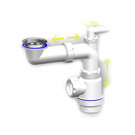 Сифон Санпласт Мини 1/2"*40 с отводом для стиральной машины и гофротрубой
