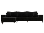 Диван угловой Льюес левый, Черный, Велюр, 122401L