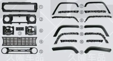Обвес силовой для BAW 212 T01 2024+ Капот передний бампер фары расширители арок платформа на крышу