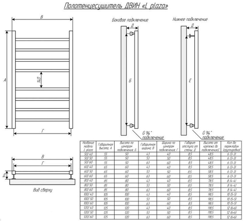 Полотенцесушитель водяной Двин L plaza 50х60, Полированный