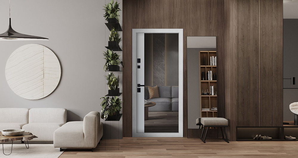 Стальная дверь "Авангард" с зеркалом