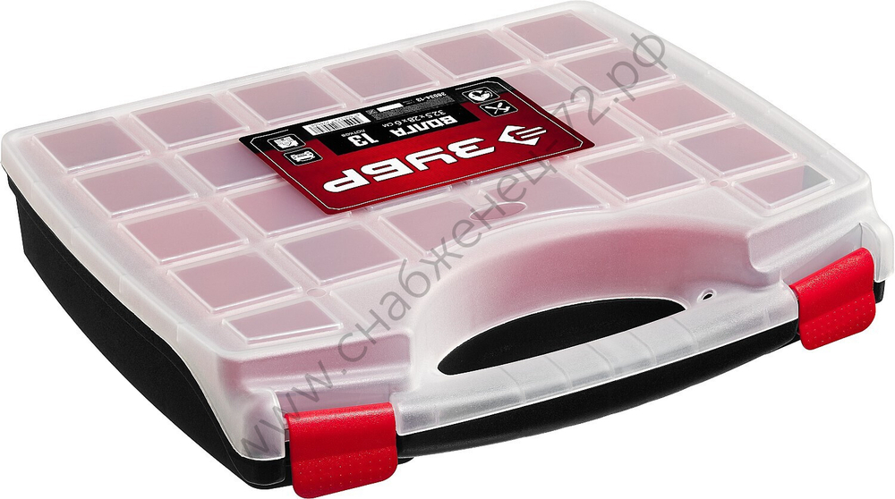 ЗУБР ВОЛГА-13, 325 х 280 х 60 мм, пластиковый органайзер с 13 съемными лотками (38034-13)