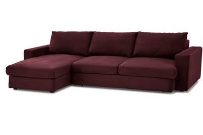 Диван с оттоманкой Стелф Velutto 15 215*153*90 см, пурпурный Велютто Еврокнижка Фиеста