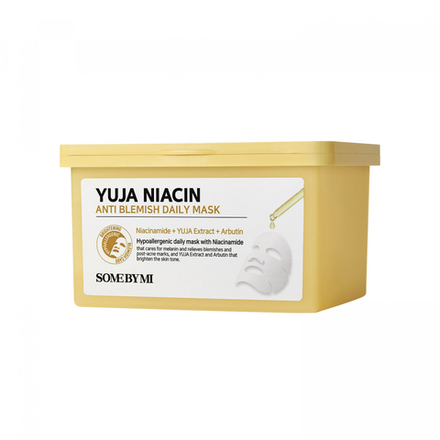 SOME BY MI YUJA NIACIN ANTI-BLEMISH DAILY MASK Ежедневная тканевая маска для лица с экстрактом юдзу и ниацинамидом 30шт