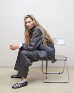 Брюки из шерсти и шелка Диор серый