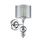 Настенный светильник 1x40Вт E14, металл/ткань-органза, хром/серый
