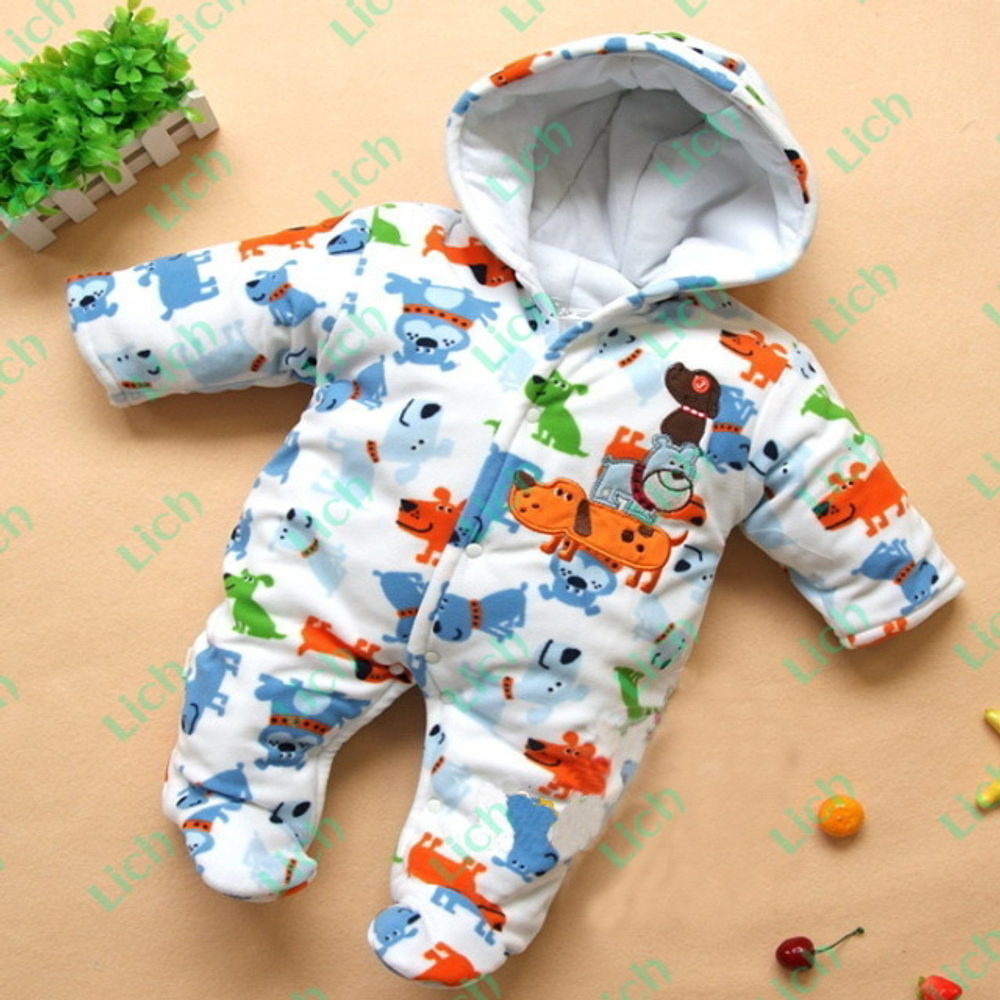 Комбинезон с принтом цветных щенков