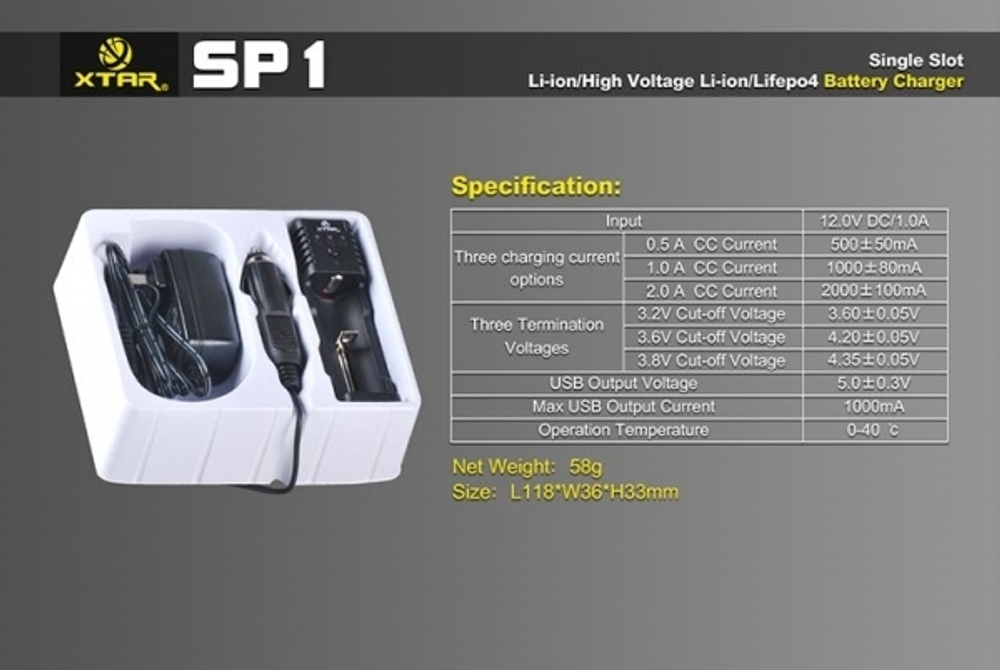 Зарядное устройство XTAR SP1