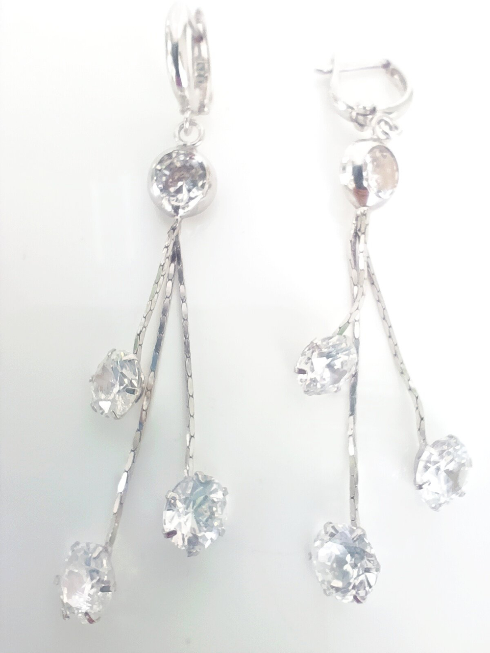 Серьги Эстерелла, серебро, 925 проба, родирование, фианит/Ф