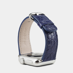 Ремешок для Apple Watch 40/41/42 mm из кожи аллигатора, синего цвета