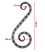 кованый элемент волюта с декором 580х175х280