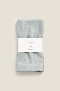 ZARA HOME УПАКОВКА ХЛОПЧАТОБУМАЖНЫХ САТИНОВЫХ ЖАККАРДОВЫХ САЛФЕТОК (УПАКОВКА ИЗ 2 ШТУК), СЕРЫЙ