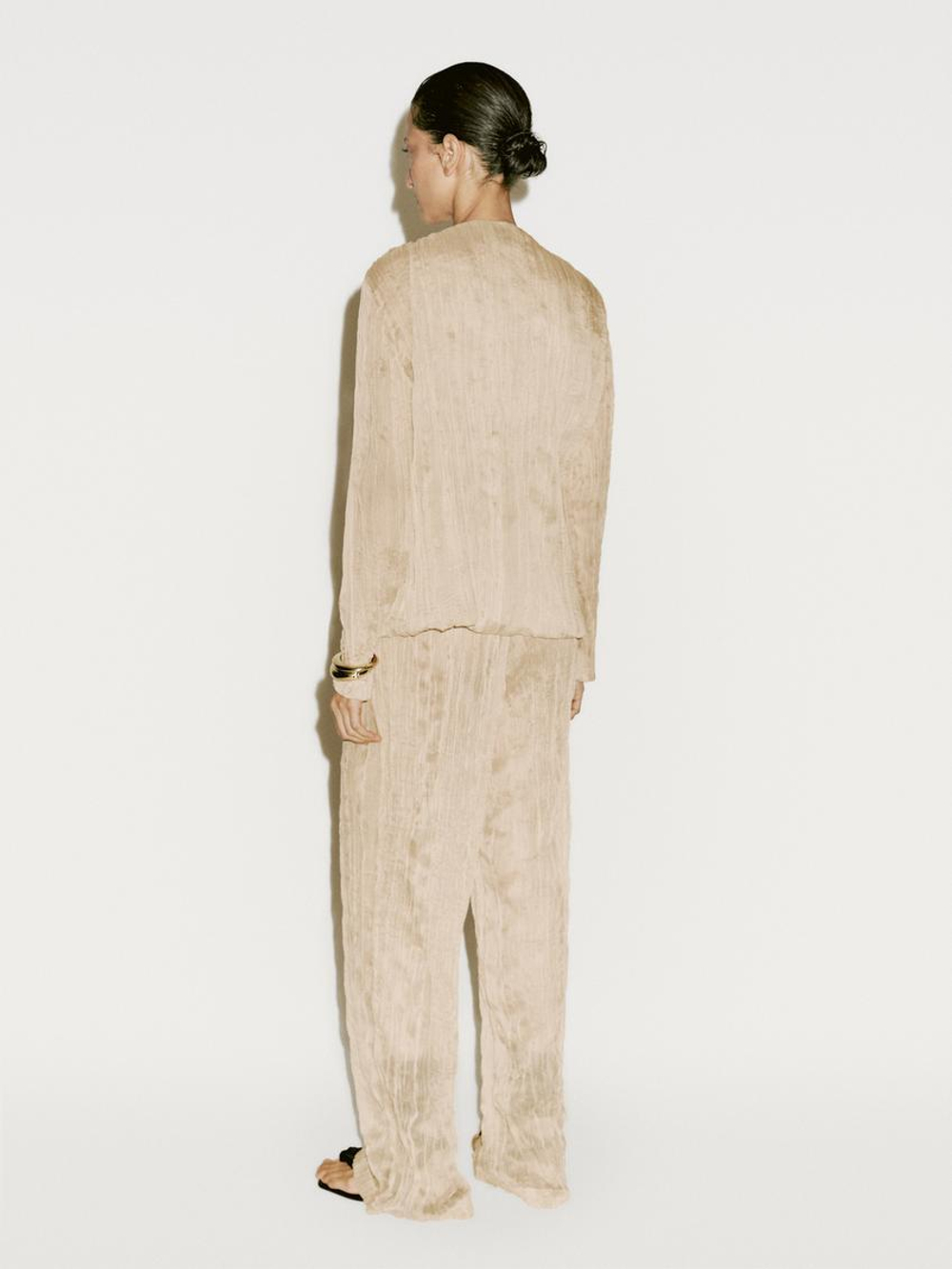 Massimo Dutti Струящиеся брюки в складку - Limited Edition, ванильный