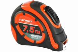 Рулетка PATRIOT MTA-7, автостоп, ударопрочный корпус, обрезиненная, 7,5 м 350005037