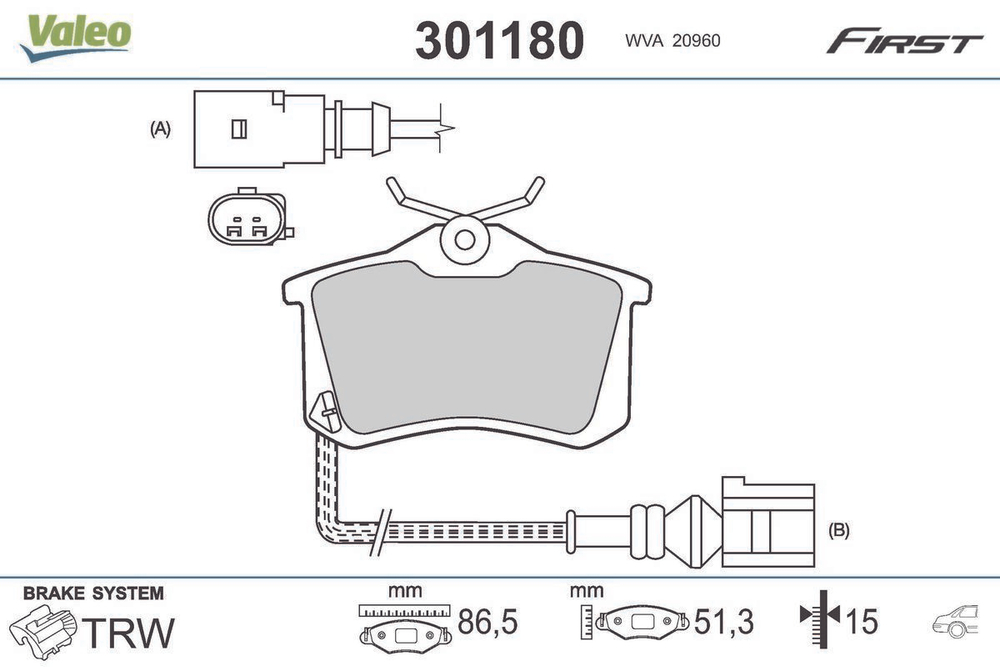VALEO - 301180-VAL - Brake Pad Set, disc brake