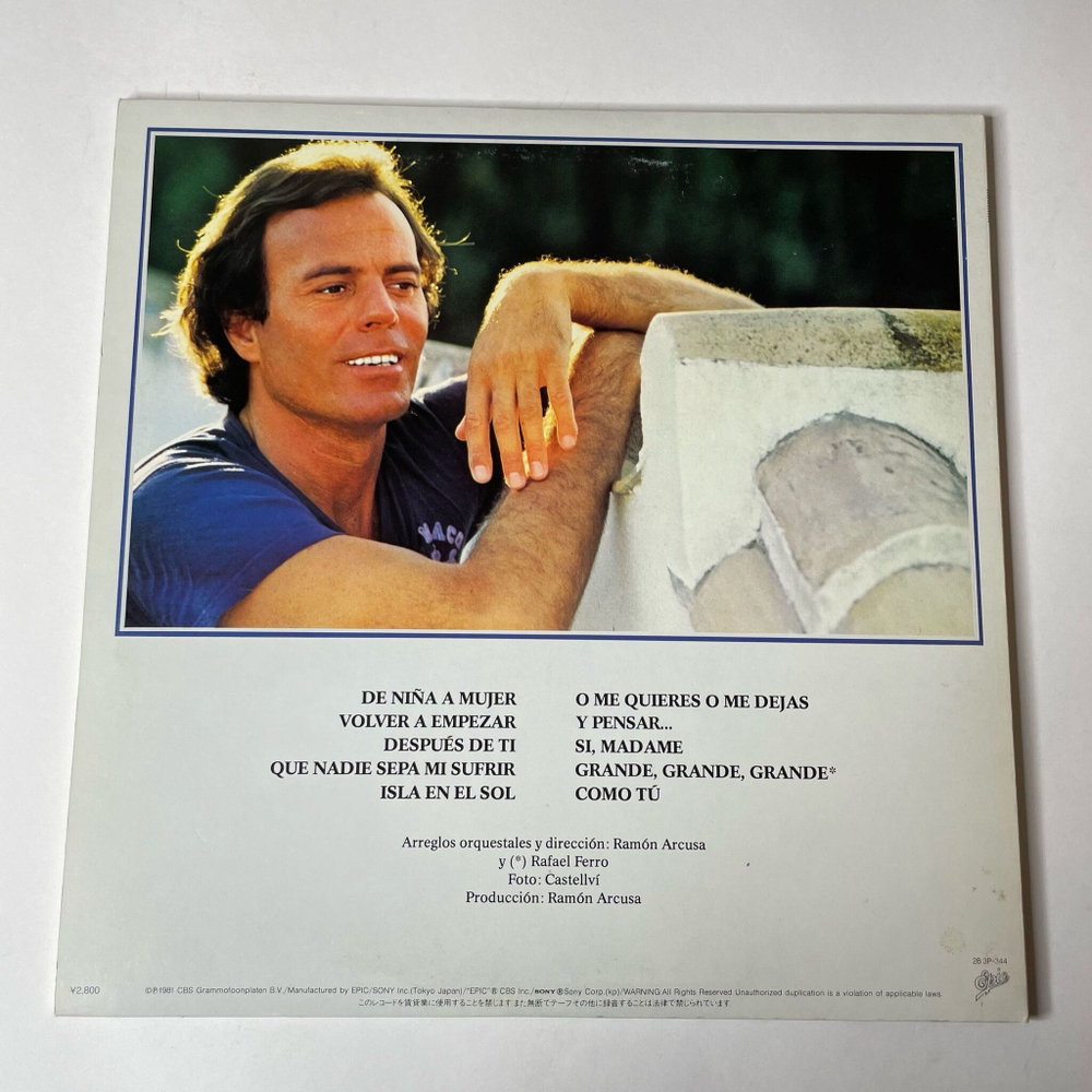 Винтажная виниловая пластинка LP Julio Iglesias De Nina A Mujer (Japan 1981) (No Obi) Que Nadie Sepa Mi Sufrir
