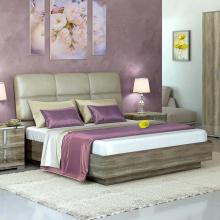 КАНАЛЕТТО Кровать 1600 с мягким изголовьем без ножной спинки с ПМ (Цвет ДУБ каньон)