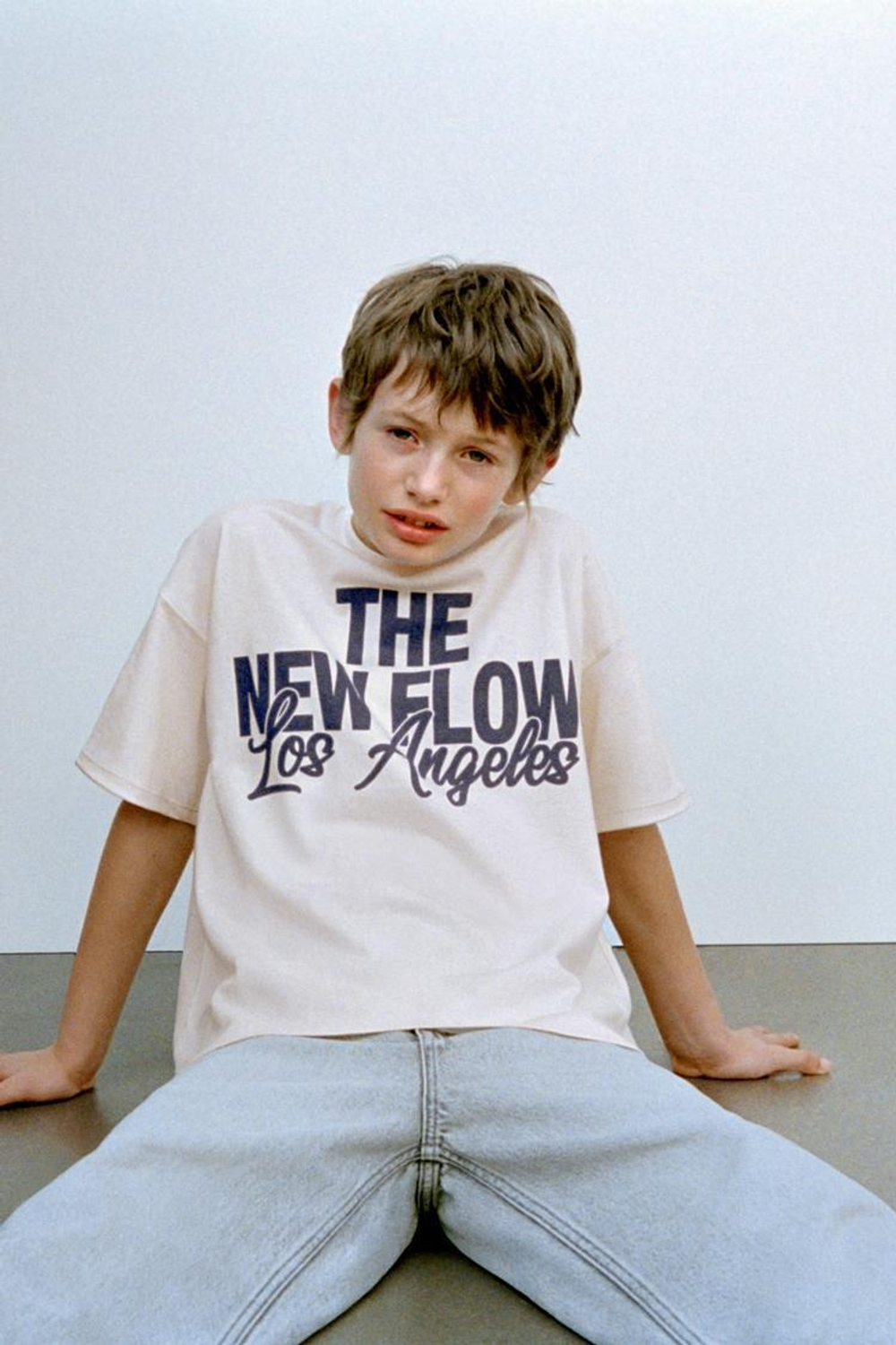 ZARA ФУТБОЛКА С НАДПИСЬЮ, ЭКРЮ