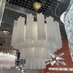 Люстра Cloyd ANNO-B C7 / Ø58 см - латунь светл. - стекло белые облака (арт.11648)