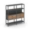 Shelf System Двухсекционный стеллаж четырехярусный с ящиками SN.STM-422 Антрацит/Дуб Табак/Металл Ан