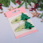 Зажимы для волос 2 шт «Fun idea- Пушистая Ёлочка» 5 см