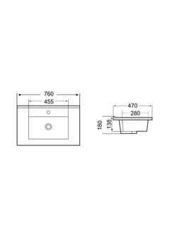 Раковина врезная (матовая черная) WeltWasser WW  DEILBACH 7506- 75 MT- BL 760х470х180