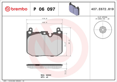 BREMBO - P06097-BRB - Brake Pad Set, disc brake