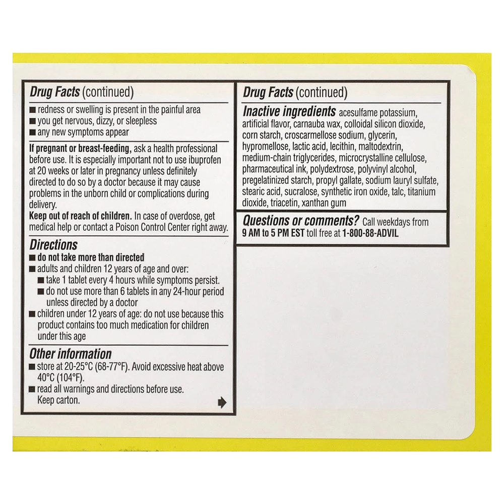 Advil, от заложенности носа и боли, 20 таблеток, покрытых оболочкой