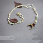 Подвеска ЛУННИЦА с цепочкой, серебро/гранат