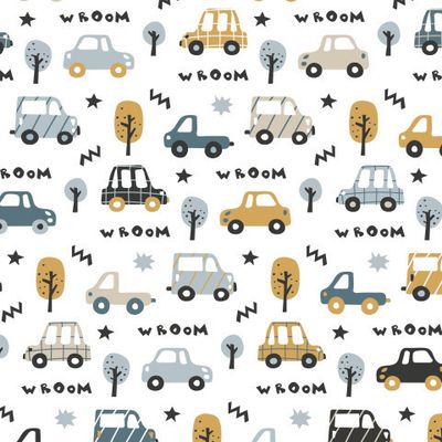 Buy kids fabric hand drawn cars scandinavian style